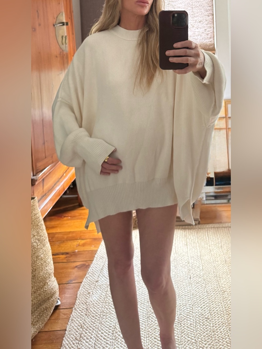 Free People Light Cream Summer Knit Sweater